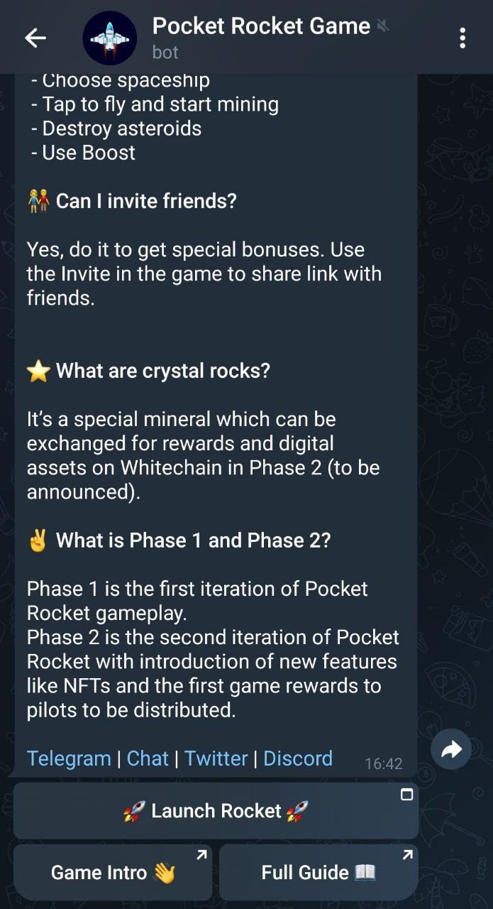 Pocket Rocket Game Bot